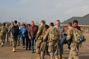 More than 150 members of the Louisiana National Guard’s 1023rd Engineer Company, 528th Engineer Battalion were greeted by Gov. Bobby Jindal, Maj. Gen. Glenn H. Curtis, the adjutant general of the LANG, U.S. Congressman Ralph Abraham and Louisiana Senator Michael Walsworth as they arrived home to Monroe, La., just in time for Christmas, Dec. 24, 2015. The unit just completed a 10-month deployment to Kuwait, with additional missions to Jordan, Iraq and Afghanistan. (U.S. Army National Guard photo by 1st Lt. Rebekah Malone)