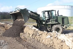 Approximately 60 members of the Louisiana National Guard’s 769th Brigade Engineer Battalion, 256th Infantry Brigade Combat Team, worked in partnership with the community of Krotz Springs and the Department of Transportation and Development to build protective flood barriers in Krotz Springs, Louisiana, in support of Operation Winter River Flooding, Jan. 9, 2016. The Guardsmen worked in 18 separate locations to fill and lay down sandbags, erect and fill HESCO bastion, and construct land berms around the perimeter of the city to prevent any flooding. (U.S. Army National Guard photo by Spc. Tarell J. Bilbo/Released)