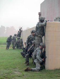 Louisiana National Guard's 3rd Battalion, 156th Infantry Regiment, 256th Infantry Brigade Combat Team conducts a cordon and search exercise while at Fort Polk in Leesville, La., for annual training, June 15, 2016. The two-week training allows the units to train to increase the overal skill and readiness of the units in the brigade. (U.S. Army National Guard photos by 1st Lt. Armond Gilmore)