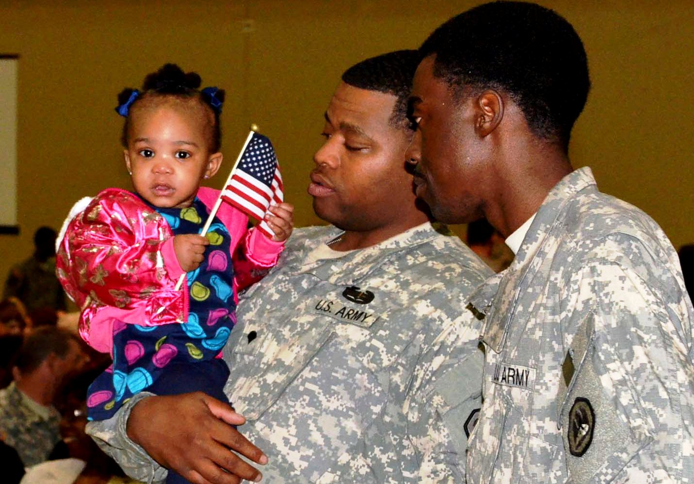 LAPLACE, La. – Soldiers of the Louisiana National Guard’s 1084th Transportation Company bid farewell to family and friends during a deployment ceremony at The St. John Center in LaPlace, La., Feb. 24, 2013. The 1084th will deploy more than 155 Soldiers during a 365-day deployment to Afghanistan to utilize their expertise and versatility by providing convoy escort of host-nation vehicles and provide transportation support to friendly forces operating within the assigned area. (National Guard photo by Sgt. Rashawn D. Price, 241st Mobile Public Affairs Detachment)