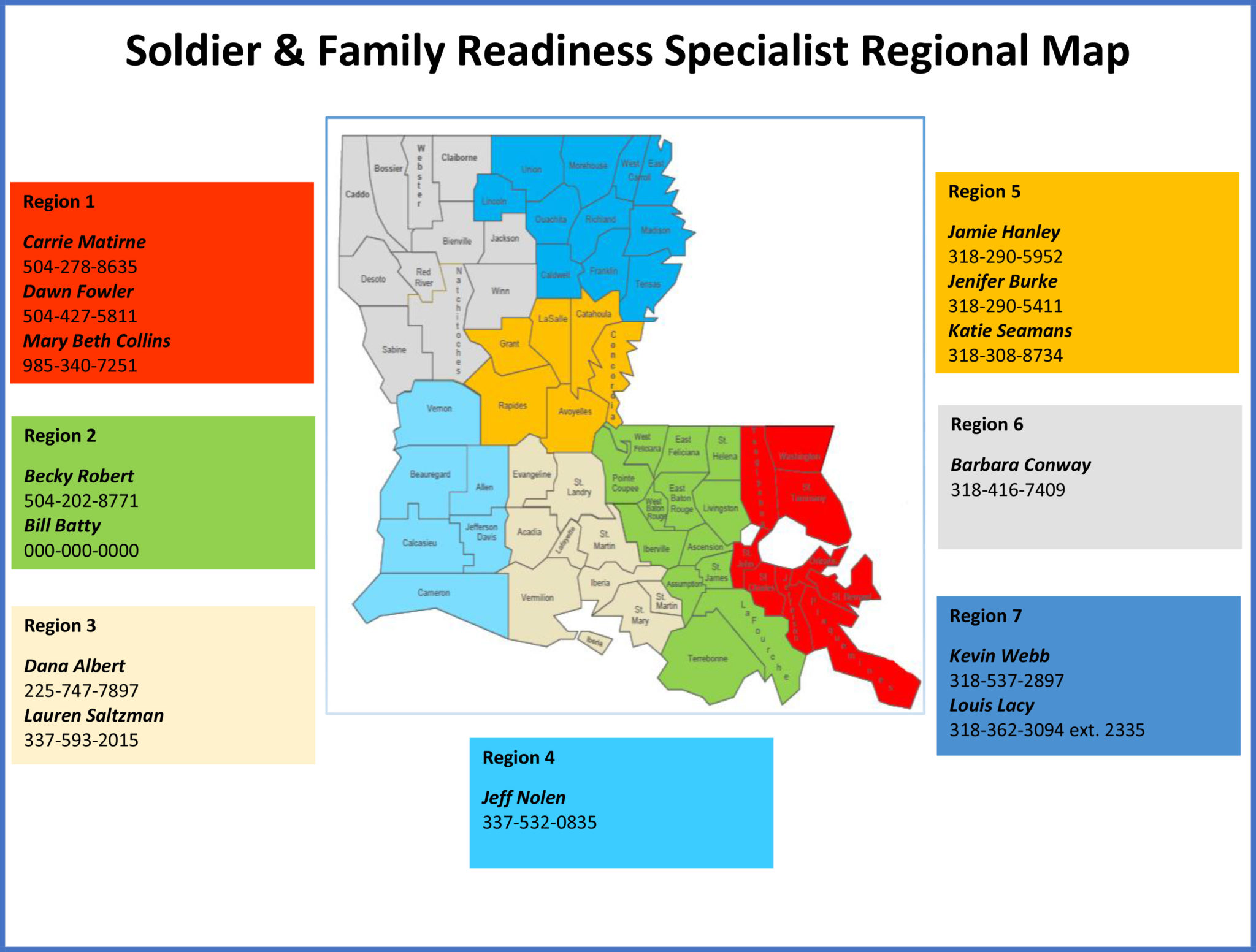 Soldier & Family Readiness Specialist Map – Louisiana National Guard