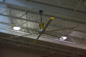 The 225th Engineer Brigade’s drill hall featuring large high-volume, low-speed fans at Camp Beauregard in Pineville, Louisiana, was installed in July 2021. The fan will help to cool down their facility during warm weather. The installation was part of the upgrades made to LANG facilities thanks to the LANG Foundation. (U.S. Army National Guard photo by Staff Sgt. Thea James)