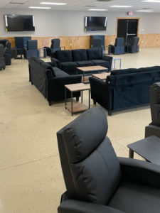 The Camp Minden morale, welfare and recreation building featuring new TVs, video game consoles, tables and couches for soldiers to relax with at Camp Minden in Minden, Louisiana, was installed in July 2021. The installation was part of the upgrades made to LANG facilities thanks to the LANG Foundation. (U.S. Army National Guard courtesy photo)