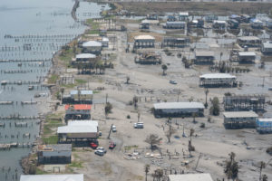 A view of the damage caused by Hurricane Ida to Grand Isle five days after it hit, Grand Isle, Louisiana, Sept 3, 2021. Every home reported damage, with around 40-50 percent of those homes being completely destroyed. (U.S. Army National Guard photo by Staff Sgt. Josiah Pugh)