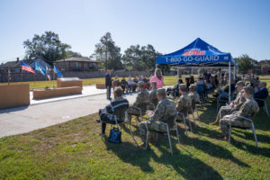 The Louisiana National Guard holds a dedication ceremony for a memorial greenspace to honor the Native Americans, soldiers, civilians and enslaved people who lived, served and died at Jackson Barracks, New Orleans, Nov. 19, 2021. The greenspace is the result of a 2009 agreement among various state and federal agencies to include various Native American tribes, the Federal Emergency Management Agency, the Advisory Council on Historic Preservation, the Louisiana State Historic Preservation Office, the State of Louisiana, the Division of Administration, Facility Planning and Control, and the Louisiana Military Department. (U.S. Army National Guard photo by Staff Sgt. Josiah Pugh)